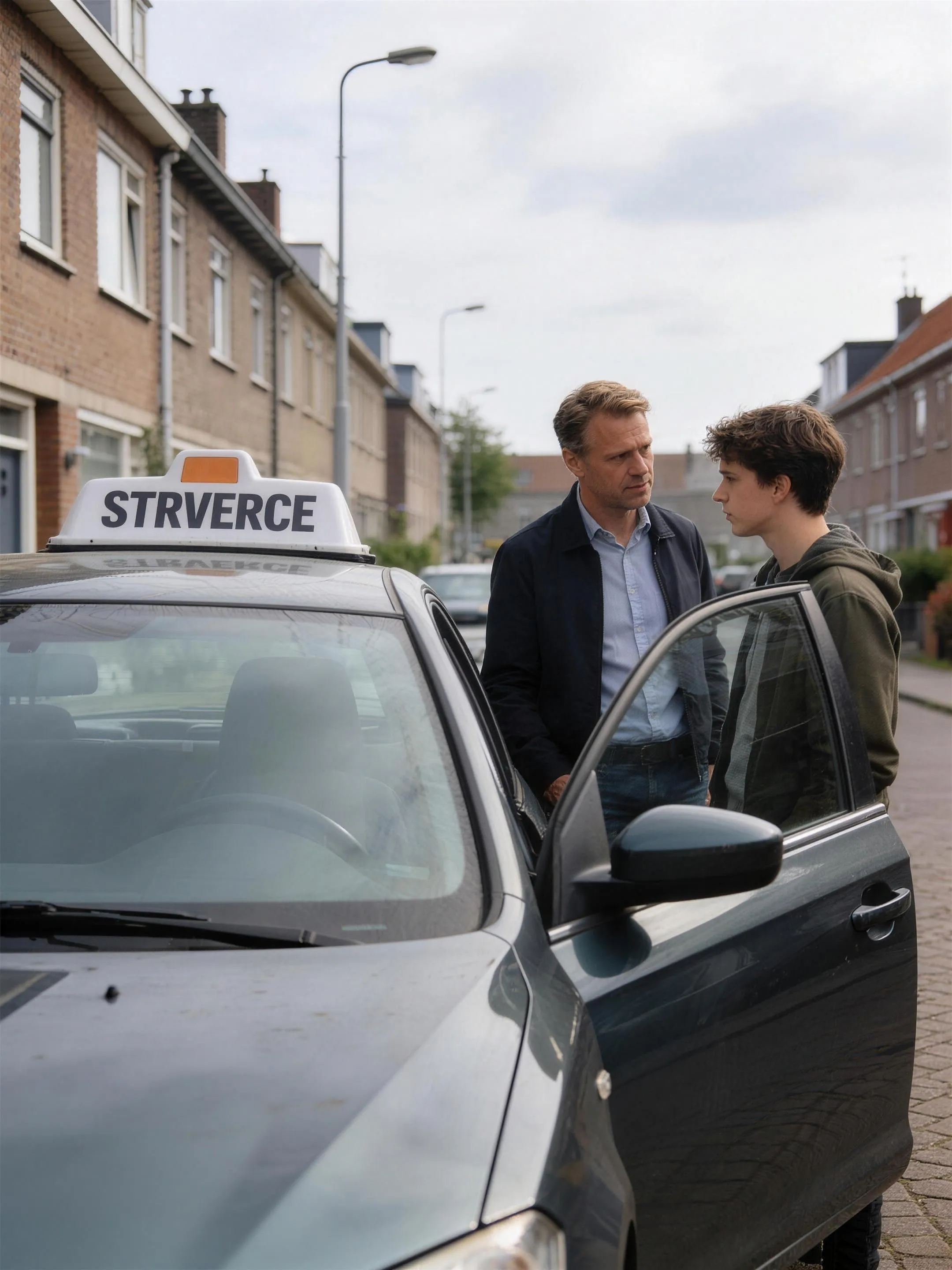 Instructeur overlegt met een leerling voor het praktijkexamen
